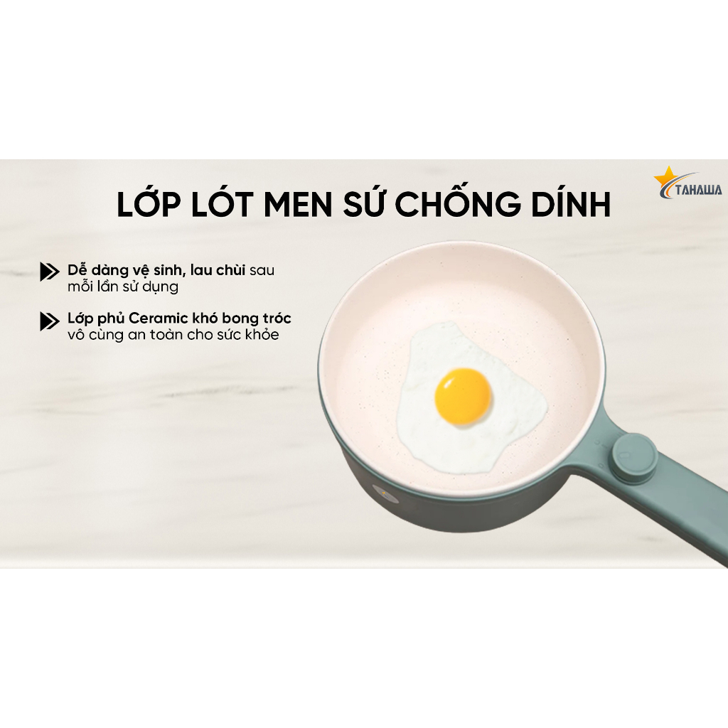 Nồi điện đa năng TAHAWA TH-271 nồi điện mini thiết kế xinh xắn nhỏ gọn, thuận tiện đặt trên bàn ăn, điều khiển bằng núm