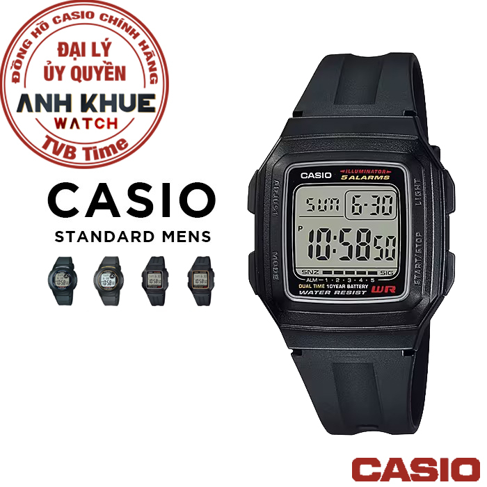 Đồng hồ nam dây nhựa Casio chính hãng Anh Khuê F-200 & F-201 Series