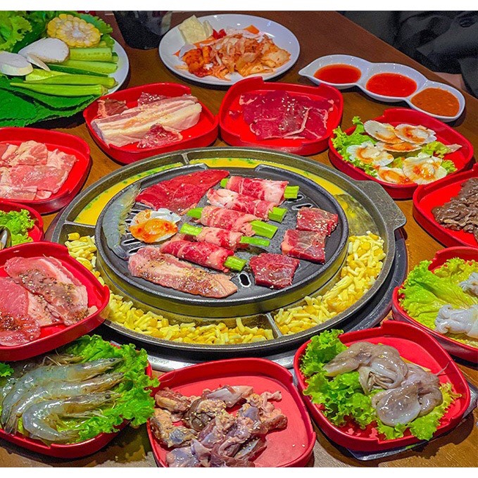 Khay nhựa melamine vuông - chữ nhật đựng sushi, đồ nướng buffet nướng 14x14cm