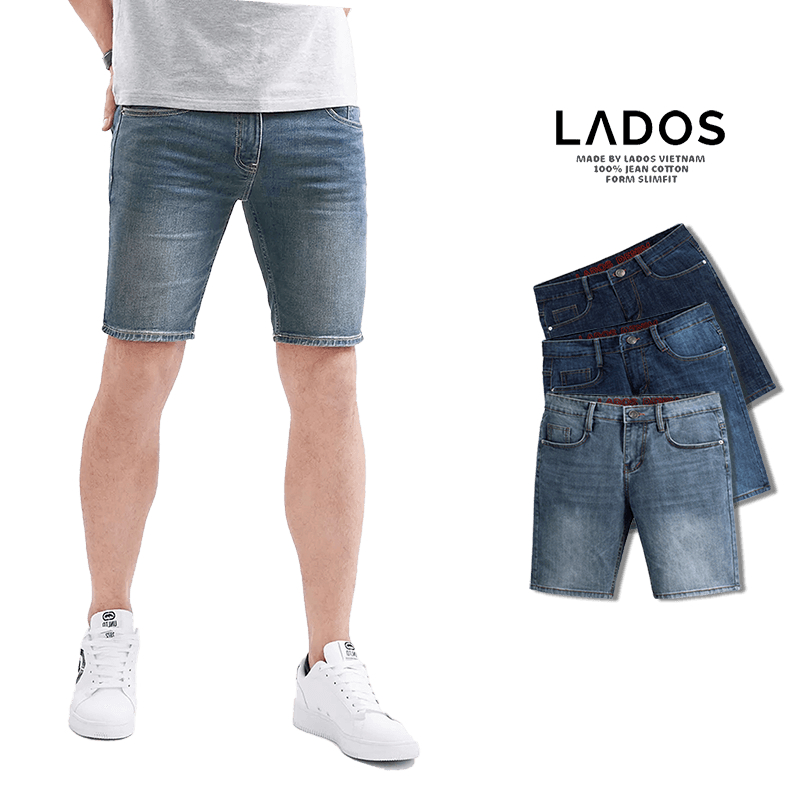 Quần short jeans Nam cao cấp LADOS 44090 vải dày đẹp, không bay màu, năng động, dễ phối đồ