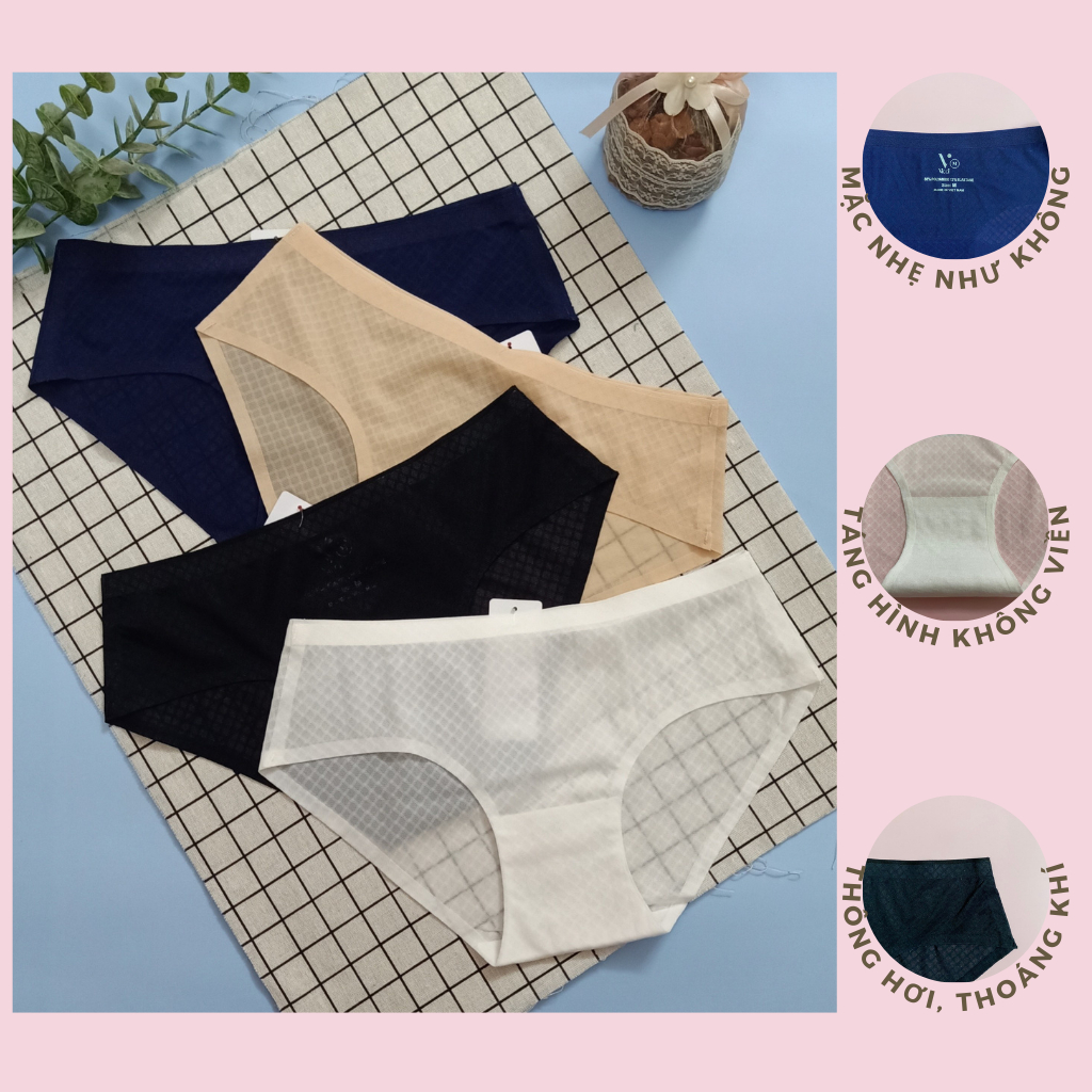 Ảnh Quần lót nữ biết thở không đường may Vicci 209 kẻ caro thông hơi nhiều màu 1