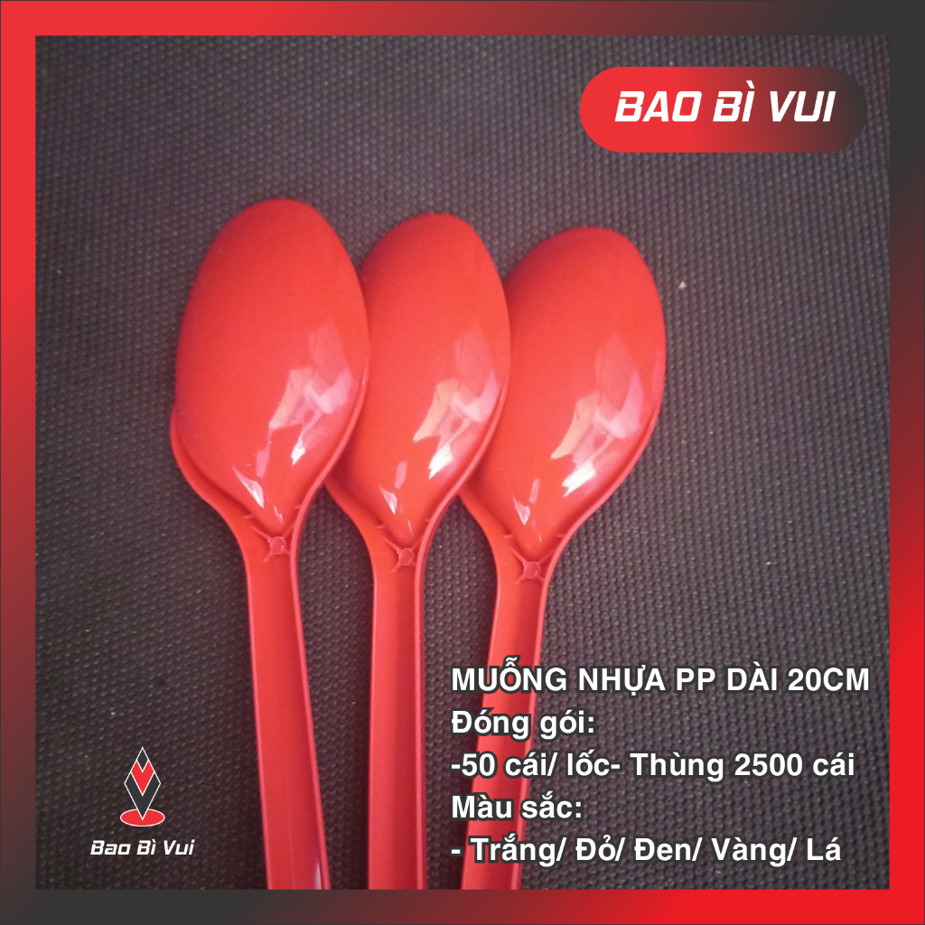 Muỗng nhựa cao cấp dài 20cm - BAO BÌ VUI