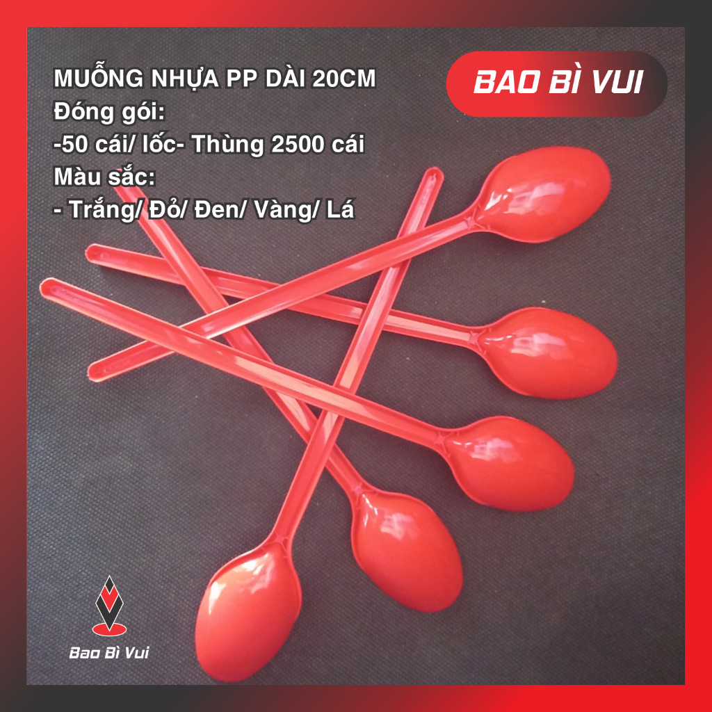 Muỗng nhựa cao cấp dài 20cm - BAO BÌ VUI
