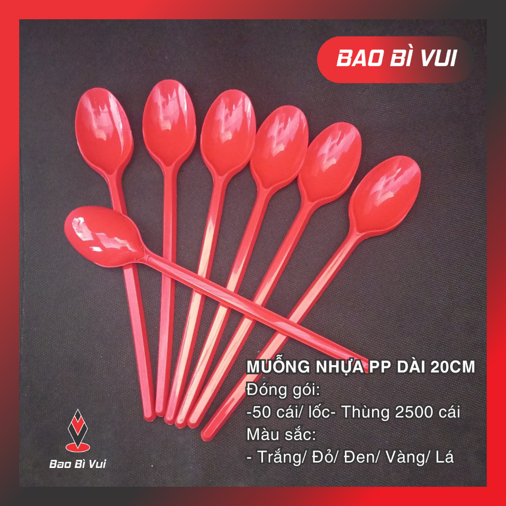 Muỗng nhựa cao cấp dài 20cm - BAO BÌ VUI