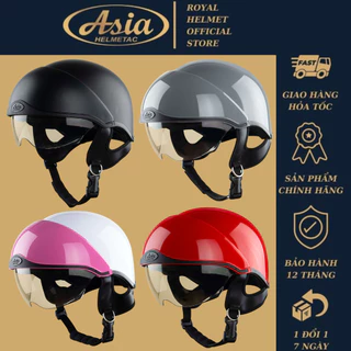 Mũ bảo hiểm nửa đầu Asia mt268 kính âm cho nam và nữ size 54-57cm đi xe máy