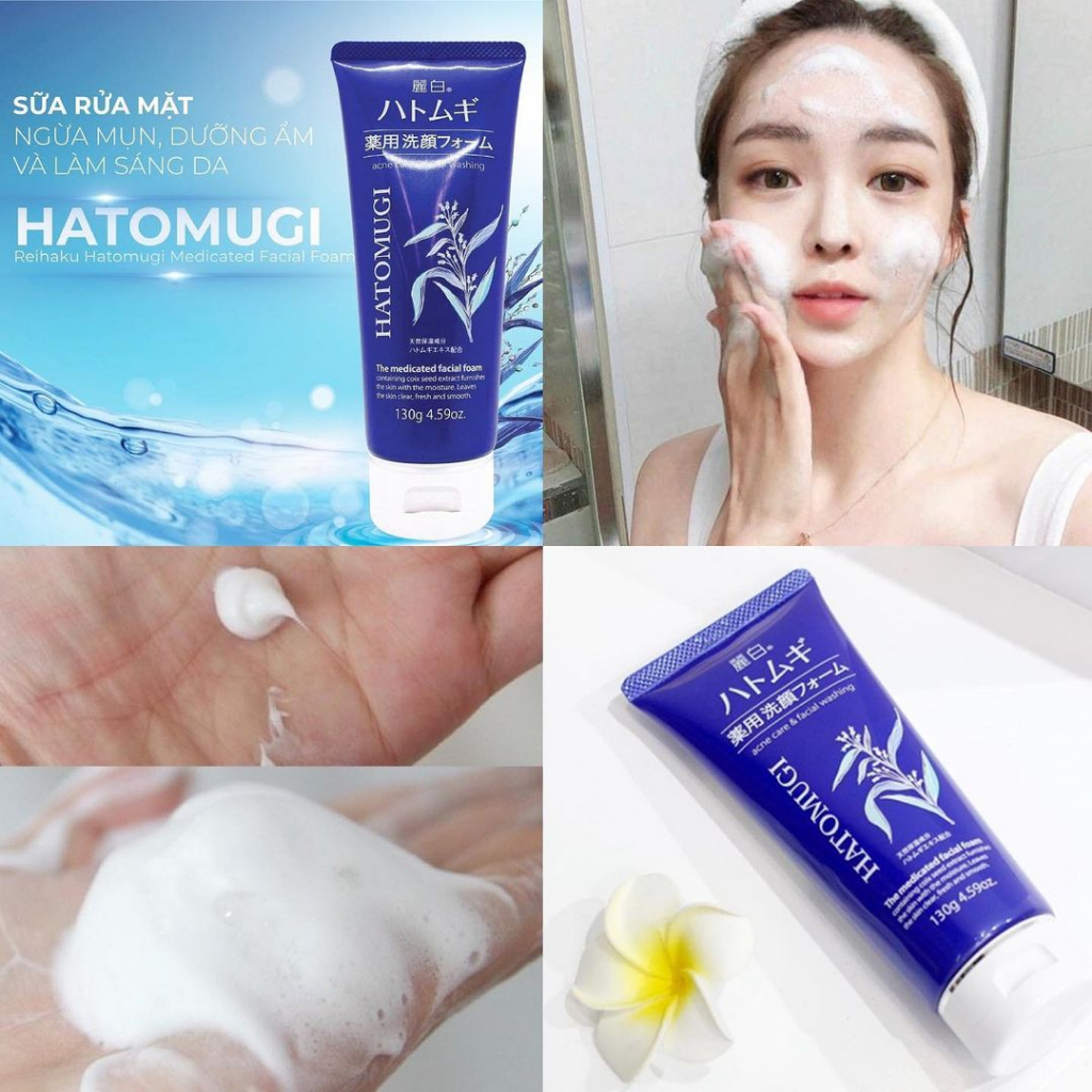 Sữa Rửa Mặt Ngừa Mụn Reihaku Hatomugi Facial Foam Tuýp 130g