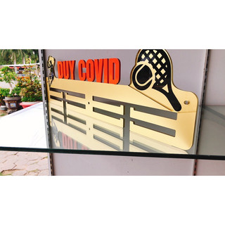 Giá treo huy chương Tennis màu vàng gold chữ cam siêu đẹp