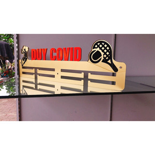 Giá treo huy chương Tennis màu vàng gold chữ cam siêu đẹp