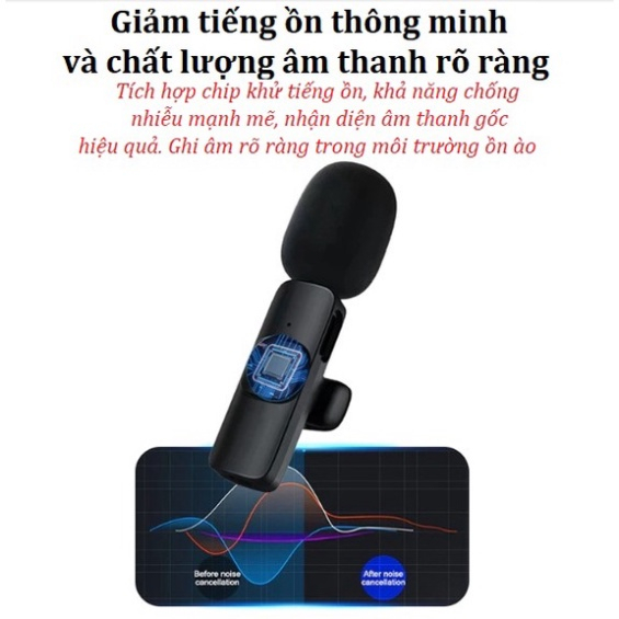 Micro Không Dây Cài Áo K9 - Khử Tiếng Ồn Cao Cấp Khoảng Cách 20m - HD Design