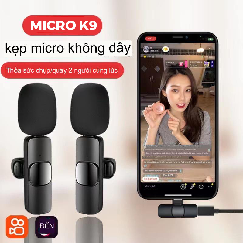 Micro Không Dây Cài Áo K9 - Khử Tiếng Ồn Cao Cấp Khoảng Cách 20m - HD Design