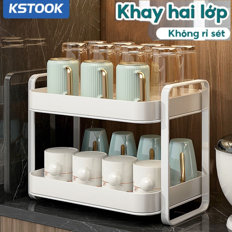 KSTOOK Giá úp cốc 2 tầng giá inox cốc kệ ly Có khay thoát nước | Shopee ...