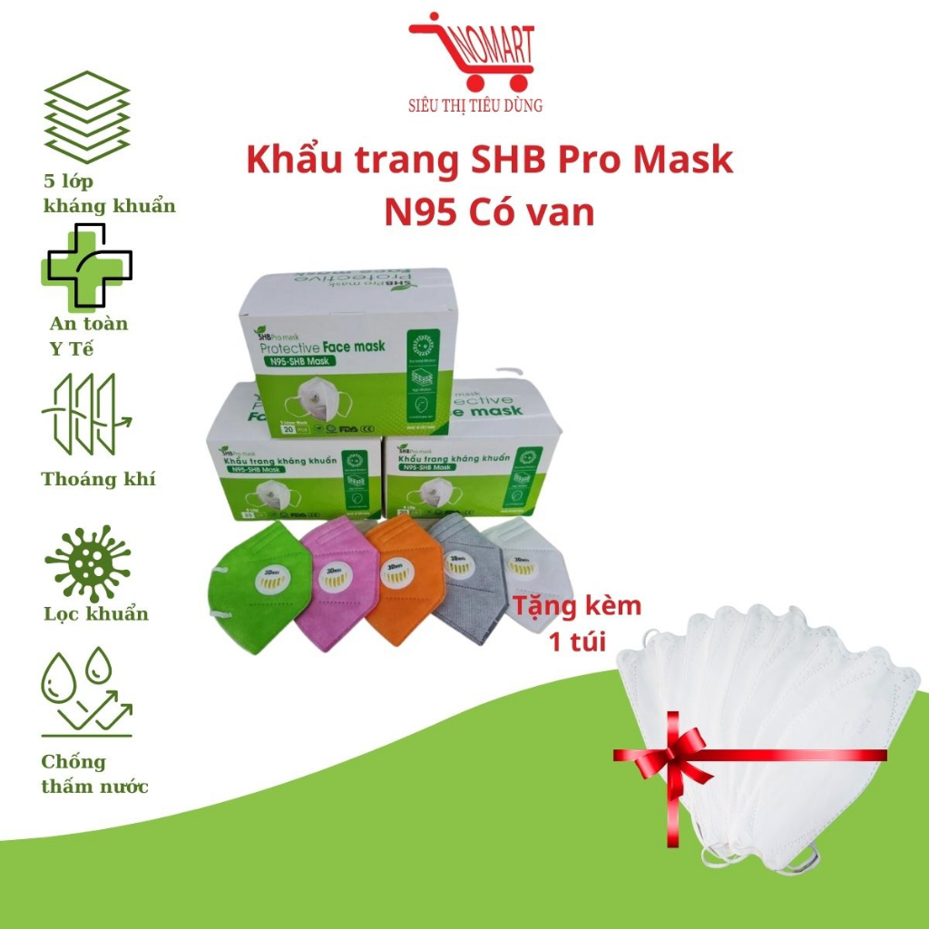 Khẩu trang SHB Pro Mask N95có van Chính Hãng Đạt Chuẩn BYT kháng khuẩn ...