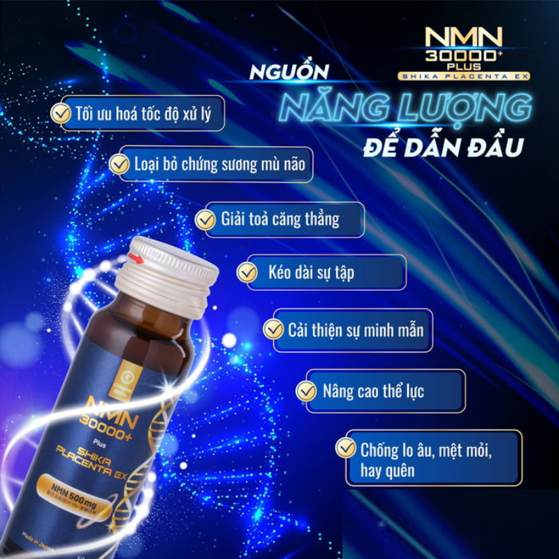 [Voucher] Nước uống NMN 30000+ Plus Shika Placenta EX Hỗ trợ sức khoẻ