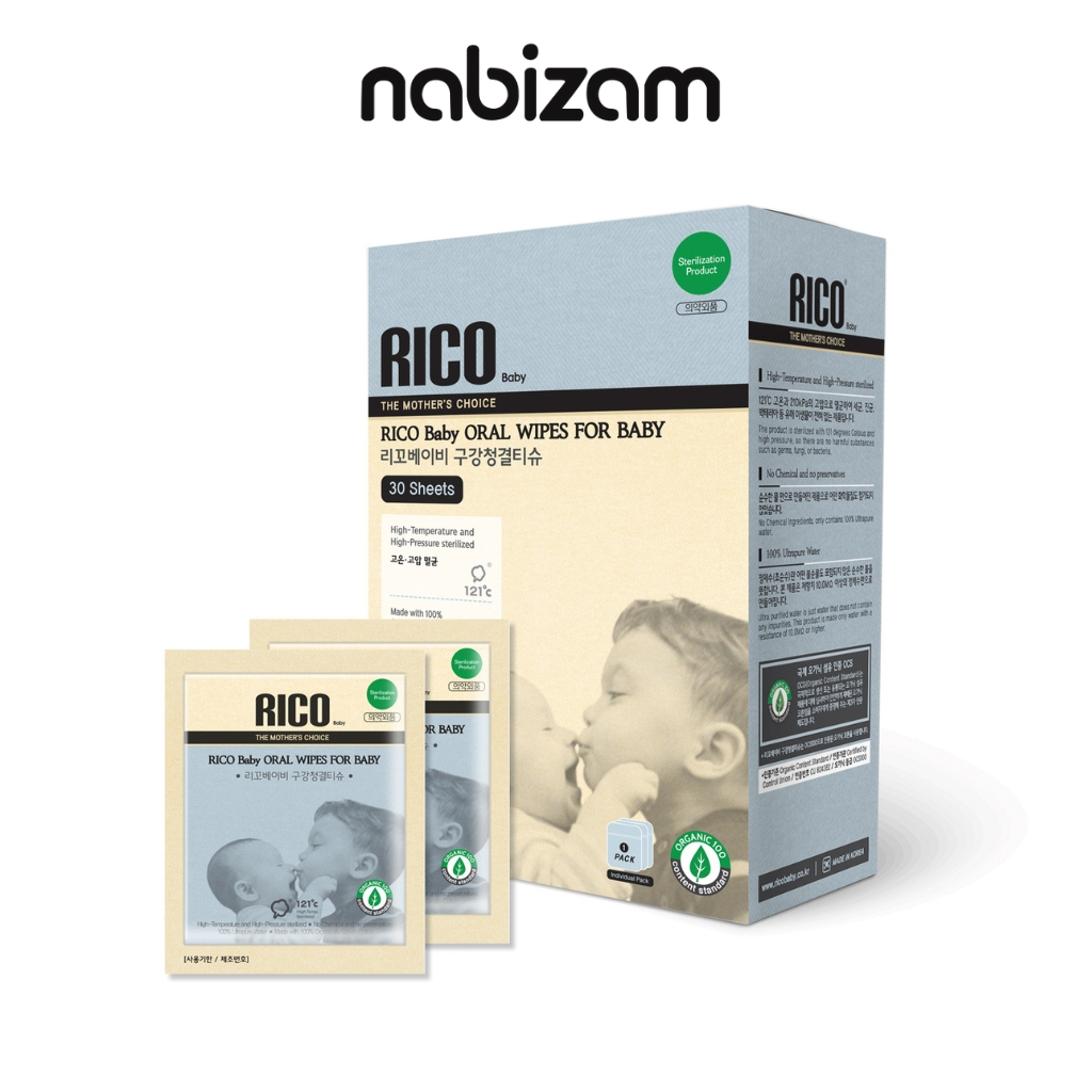 Khăn vệ sinh răng miệng RICO Baby Oral cho bé, 100% Organic Cotton an toàn, phù hợp với mọi loại da
