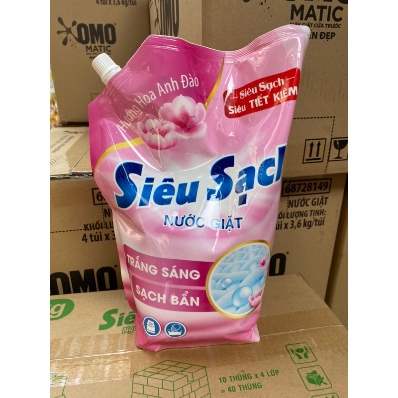 Túi Nước Giặt Lix Siêu Sạch Hương Hoa Anh Đào 2.4Kg - Tẩy Sạch Vết Bẩn Cực Mạnh