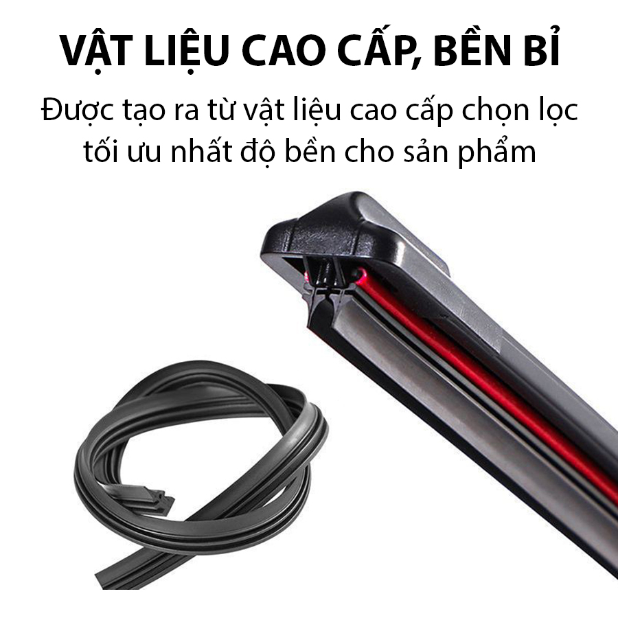 Thanh gạt mưa lưỡi kép cao cấp, bộ cần gạt kính nước mưa 2 lưỡi khung mềm ô tô Mazda 2, Mazda 3, Mazda 6, CX-5, CX-8