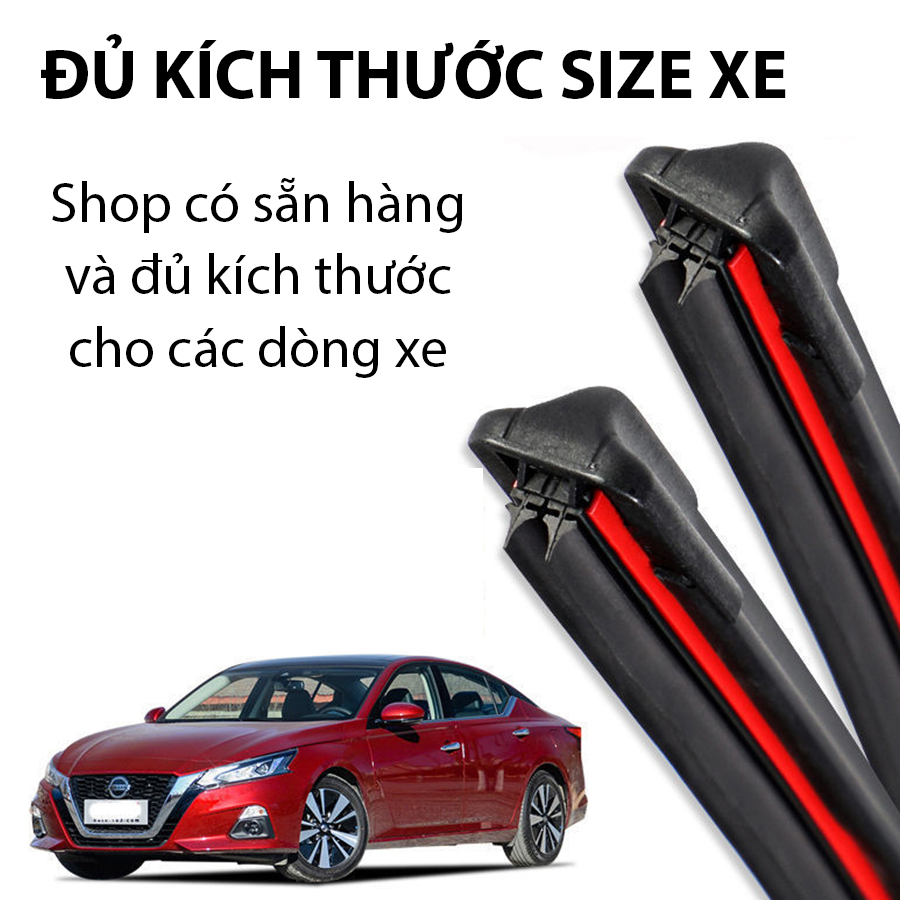 Thanh gạt mưa lưỡi kép cao cấp, bộ cần gạt kính nước mưa 2 lưỡi khung mềm ô tô Mazda 2, Mazda 3, Mazda 6, CX-5, CX-8