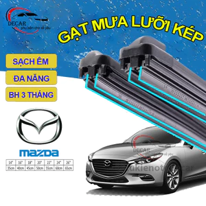 Thanh gạt mưa lưỡi kép cao cấp, bộ cần gạt kính nước mưa 2 lưỡi khung mềm ô tô Mazda 2, Mazda 3, Mazda 6, CX-5, CX-8