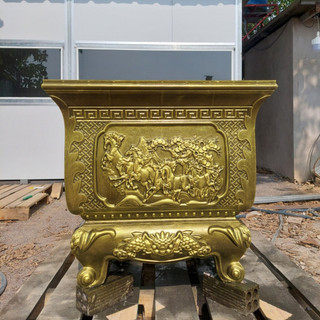 Khuôn đúc chậu vuông rộng 70 cm chân liền hoa văn tùy chọn mã đáo thành công, thuận buồm xuôi gió, hoa đào