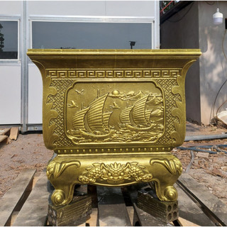 Khuôn đúc chậu vuông rộng 70 cm chân liền hoa văn tùy chọn mã đáo thành công, thuận buồm xuôi gió, hoa đào