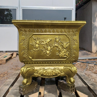 Khuôn đúc chậu vuông rộng 70 cm chân liền hoa văn tùy chọn mã đáo thành công, thuận buồm xuôi gió, hoa đào