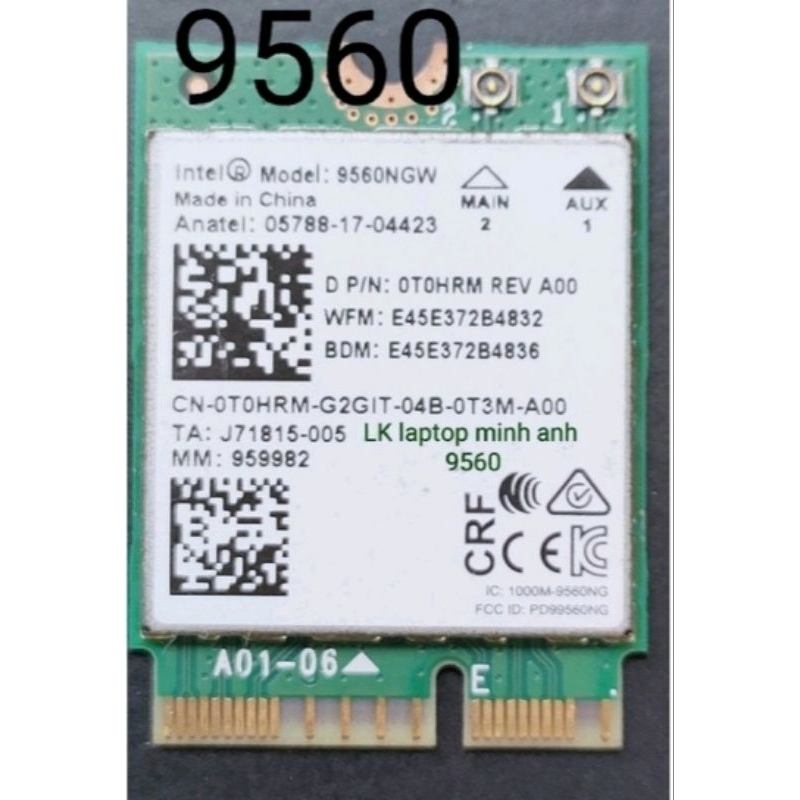 card wifi 9560 có bluetooth 5.0 sử dụng cho laptop dell model 9560 NGW ...