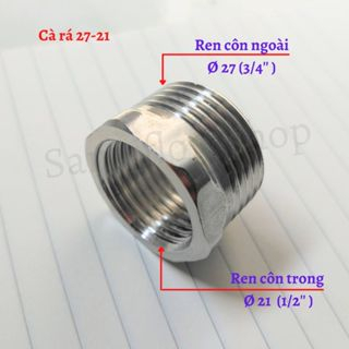 Cà rá, đầu nối chuyển ren trong ngoài phi 27-21 ( Ø27- Ø21, DN20 - DN15 ...