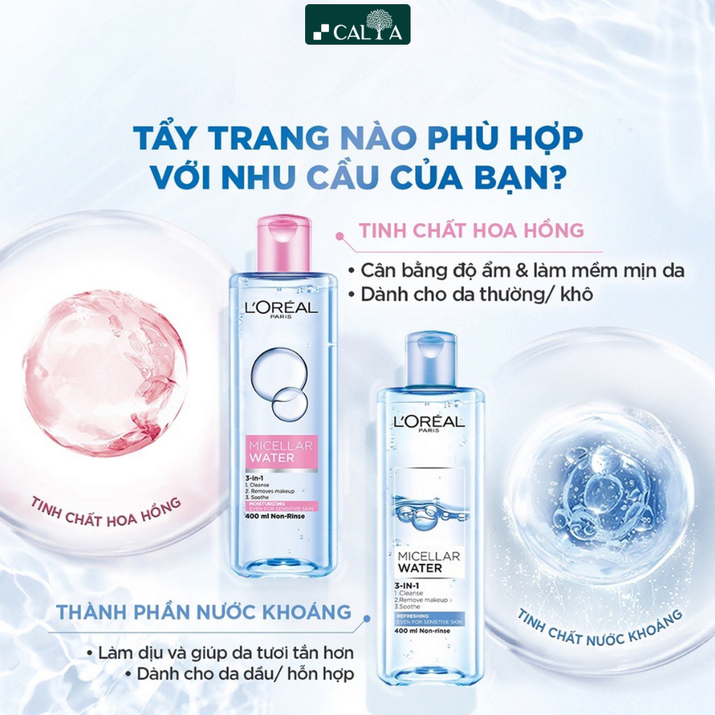 Ảnh Nước Tẩy Trang L'Oreal Dành Làm Sạch Sâu, Dưỡng Ẩm - Loreal 3 In 1 Micellar Water 400ml 2