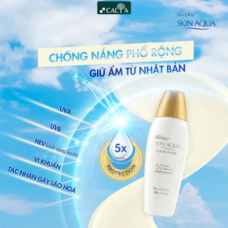 Kem Chống Nắng Sunplay Skin Aqua Kiềm Dầu, Dưỡng Trắng Skin Aqua Clear White SPF50+, PA++++ 25g/55g
