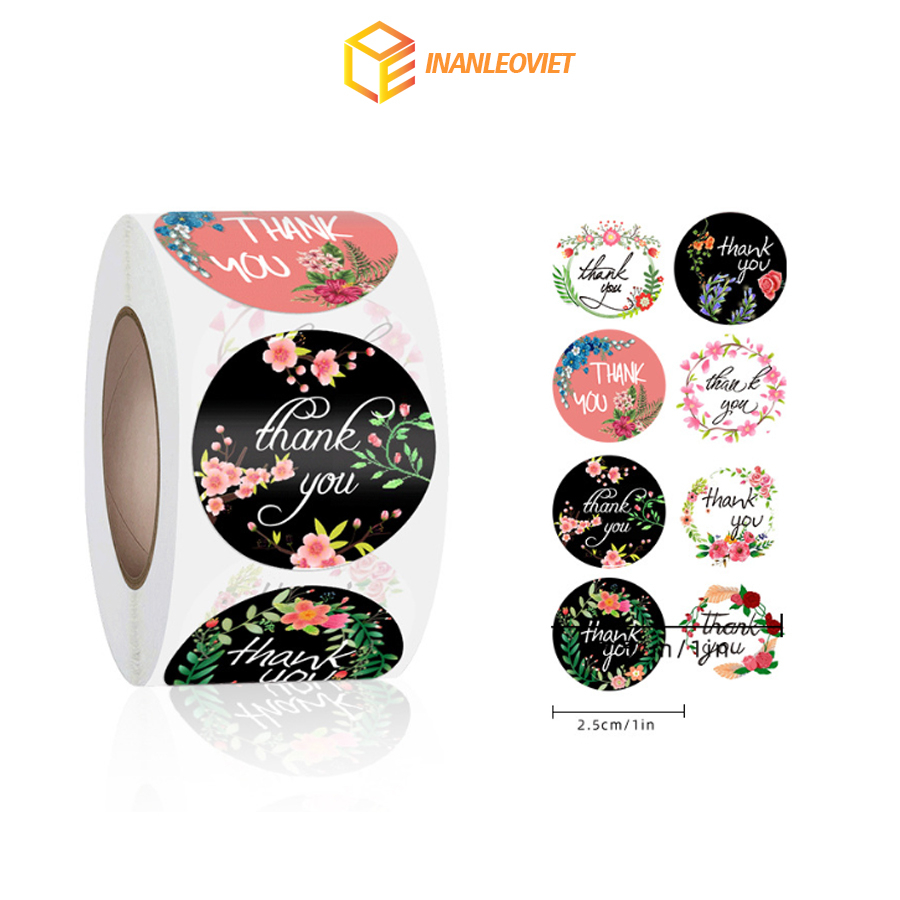 500 nhãn dán sticker Thank You đa dạng hình tròn size 2.5cm. Chỉ cần gỡ ...