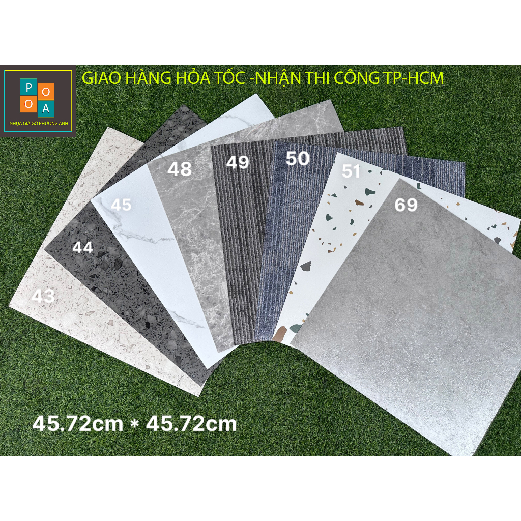 Sàn Nhựa Giả Đá Sẵn Keo Bóc Dán KT 45x45cm