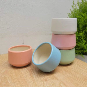 Chậu sứ Bát Tràng men mát dáng tròn (Chậu gốm sứ kim cương) cỡ nhỏ trồng cây,trồng sen đá siêu đẹp
