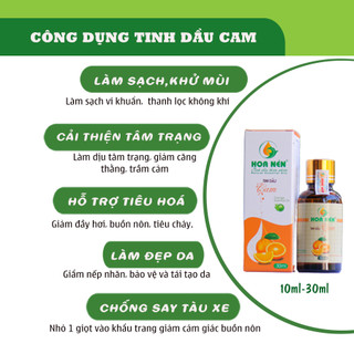 Tinh dầu Cam nguyên chất - Hoa Nén - Hương thơm ngọt, khử mùi, giảm ẩm mốc, đuổi muỗi - 10ml
