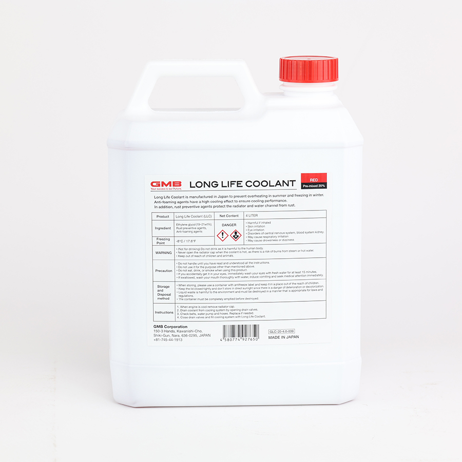 Nước Làm Mát Giải Nhiệt Động Cơ Xe Màu Đỏ GMB GLC-20-4.0-039 4L Phù Hợp Cho Nhiều Dòng Xe Ô Tô Xe Hơi Xe Tải Xe Máy
