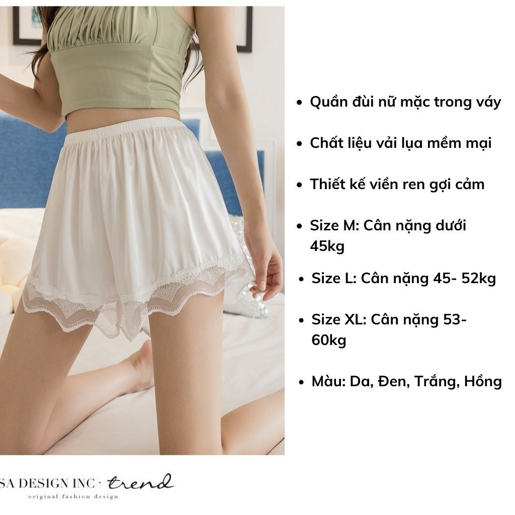 Quần mặc trong váy, quần ngủ nữ lụa băng cao cấp thoáng mát LANIXA V550