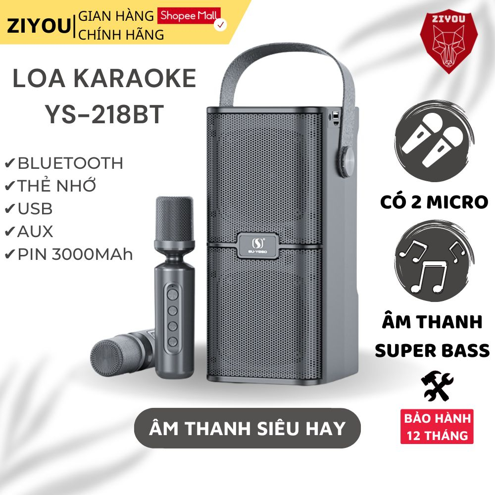 Loa Ziyou YS-218BT Bluetooth Karaoke Xách Tay Di Động Cao Cấp 2023 Âm Thanh Lớn Pin Trâu