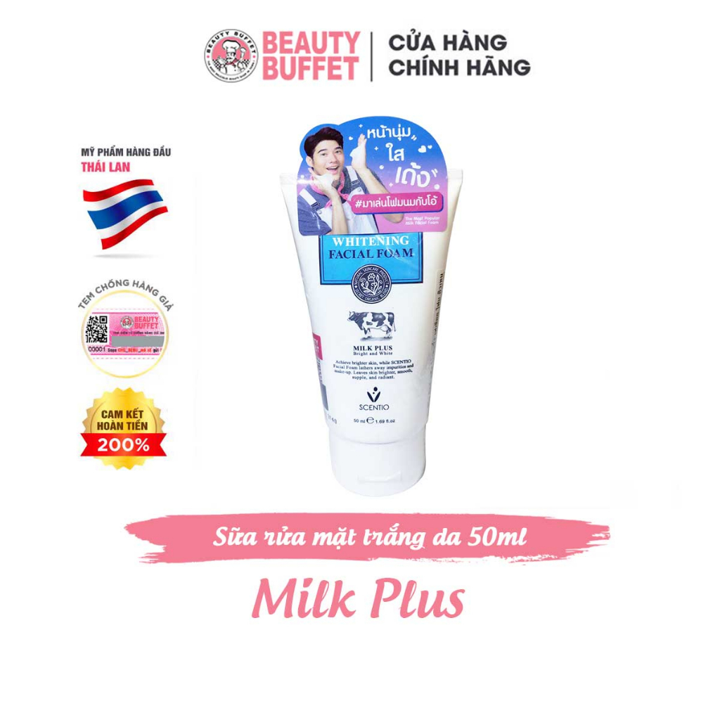 Ảnh Sữa rửa mặt trắng da và tạo bọt Beauty Buffet Scentio Milk Plus Whitening Q10  Facial Foam 50ml 1