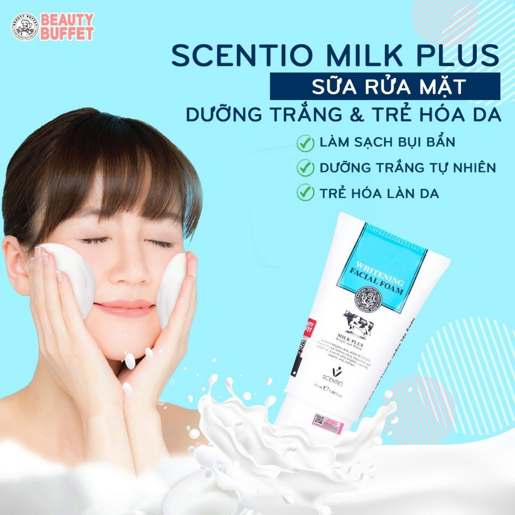 Ảnh Sữa rửa mặt trắng da và tạo bọt Beauty Buffet Scentio Milk Plus Whitening Q10  Facial Foam 50ml 3