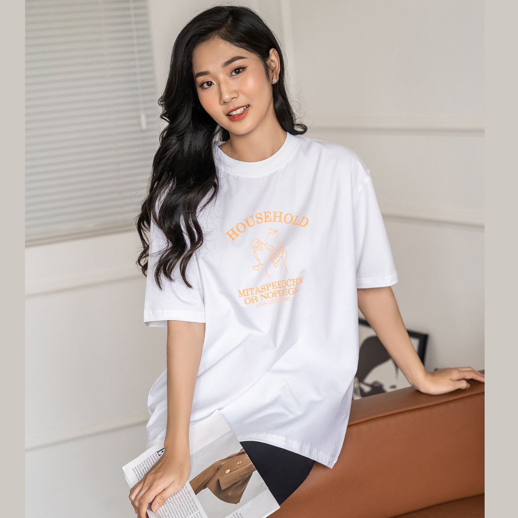 Áo thun tay lỡ Hibi Sports Household K102 Kiểu Phông Unisex Nam Nữ, Vải Cotton Mịn, Form Oversize