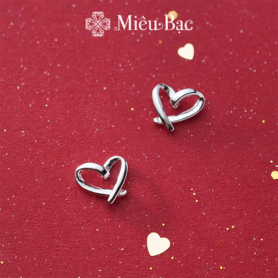 Bông tai bạc nữ Miêu Bạc trái tim đan chéo dễ thương chất liệu bạc 925 thời trang phụ kiện trang sức nữ MB06 B400082x