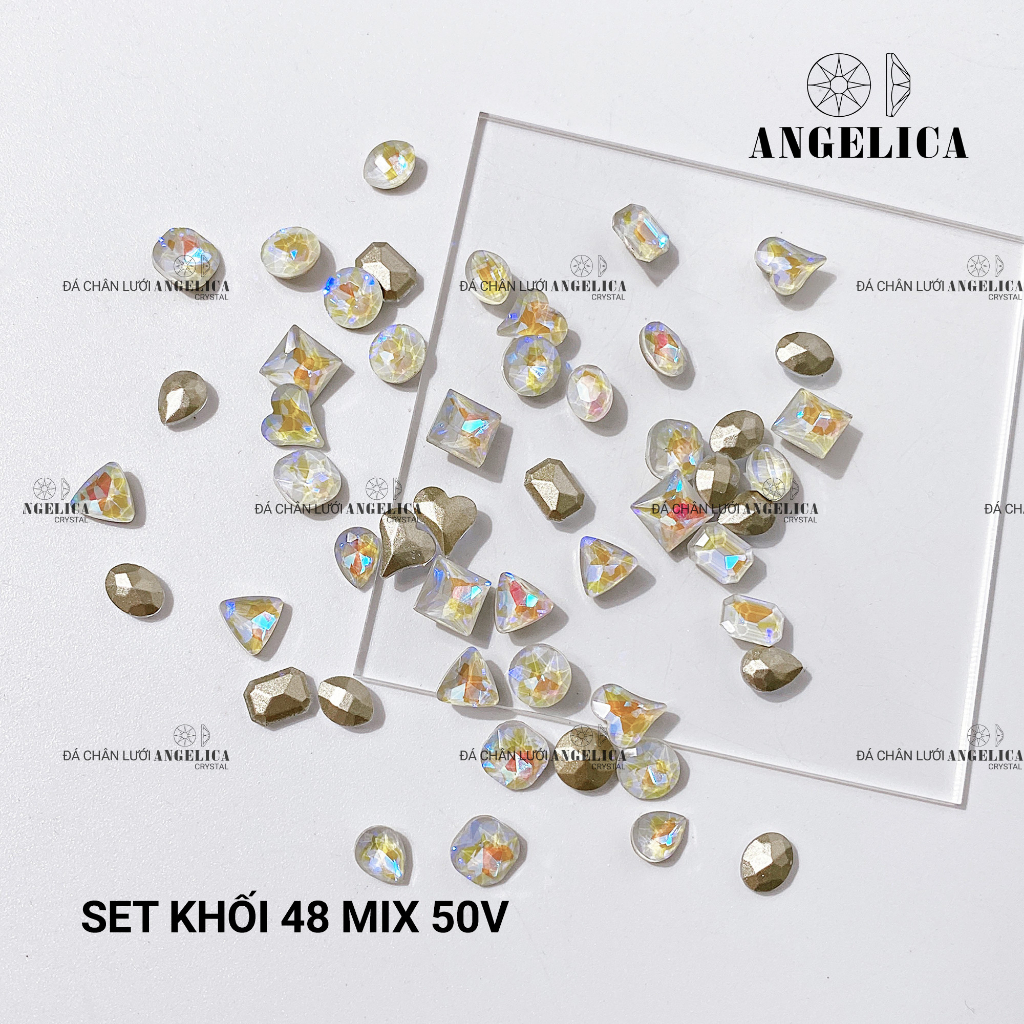Set đá khối thủy tinh nail mix viên trang trí móng ANGELICA SDK50 SKMN