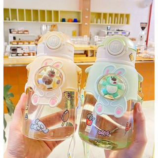 Bình Nước Gấu Dâu Tây Dễ Thương Cho Các Bé Đi Học Ngày Hè ,dung tích 600ml có dây đeo