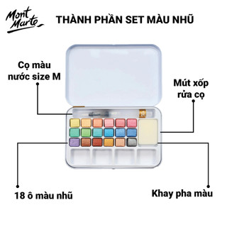 [Hỏa tốc HCM] Màu nước cao cấp nhũ ánh kim hộp thiếc kèm cọ - Premium Metallic Watercolour Set