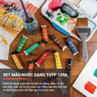 [Hỏa tốc HCM] Bộ Màu Nước Dạng Tuýp Cao Cấp Mont Marte Signature 12/18/24 Màu x 12ml