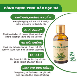 Tinh dầu Bạc Hà nguyên chất - Hoa Nén - Thơm mát, khử mùi, ẩm mốc, đuổi chuột  - 100ml