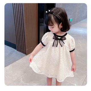 [D01 Hàng mới] Đầm ren trắng bé gái, váy suông trẻ em ren trắng phong cách Hàn Quốc**Maruka Fashion