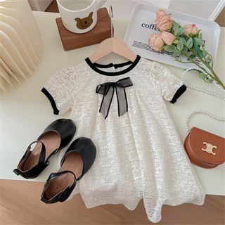 [D01 Hàng mới] Đầm ren trắng bé gái, váy suông trẻ em ren trắng phong cách Hàn Quốc**Maruka Fashion