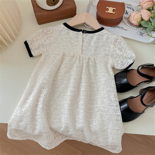 [D01 Hàng mới] Đầm ren trắng bé gái, váy suông trẻ em ren trắng phong cách Hàn Quốc**Maruka Fashion