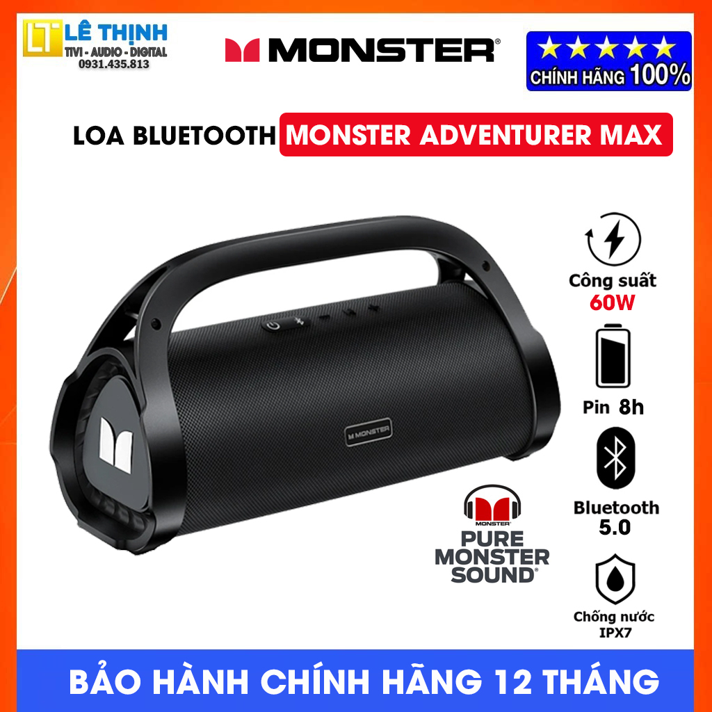 Loa Bluetooth Monster Adventurer Max | Công suất 60W - Pin 8h - Chống ...