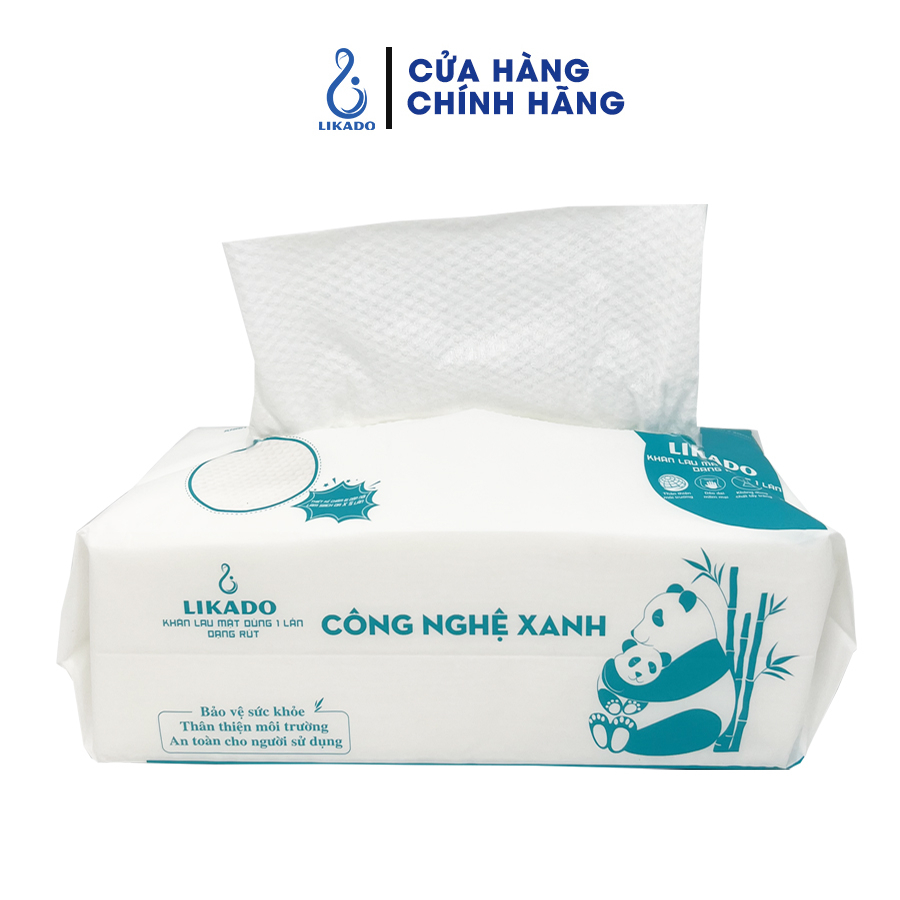 Ảnh Khăn lau mặt dùng 1 lần spa dạng rút (80 khăn) LIKADO kích thước (20x20cm)(1 túi) 4